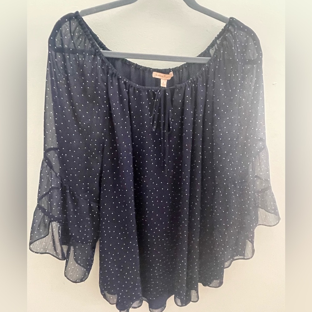 Flowy blue and white blouse
